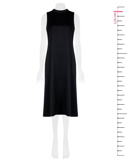 Vestido midi de corte trapézio em cetim com laço atrás Rinascimento