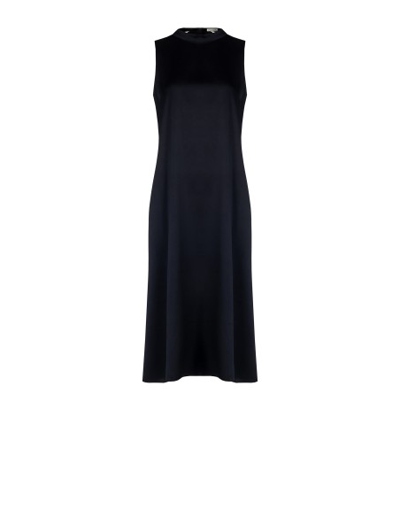 Vestido Midi Trapézio em Cetim com Laço nas Costas Rinascimento