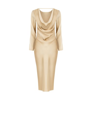 Vestido midi em cetim com decote com argola nas costas Rinascimento