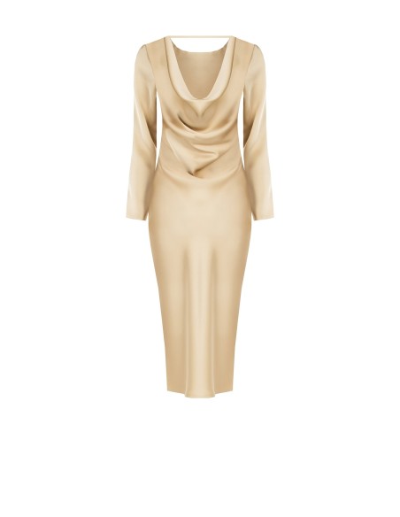 Vestido midi em cetim com decote com argola nas costas Rinascimento