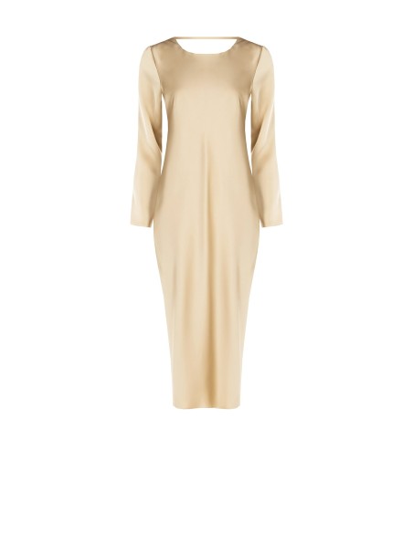 Vestido midi em cetim com decote em argola nas costas Rinascimento