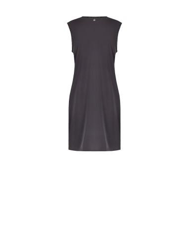 Vestido curto coberto de lantejoulas na frente, com decote redondo e cavas em lurex Rinascimento