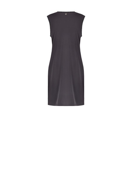 Vestido curto coberto de lantejoulas na frente, com decote redondo e cavas em lurex Rinascimento