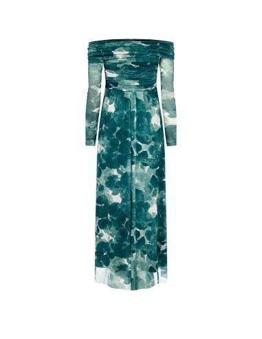 Vestido Longo com Saia Rodada em Tule Elástico Rinascimento