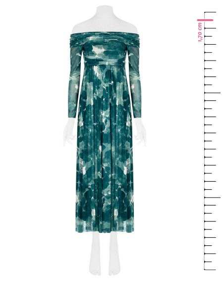 Vestido longo evasé em tule elástico Rinascimento