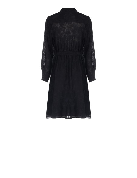 Vestido chemisier curto em mistura de viscose devoré com cinto coordenado Rinascimento