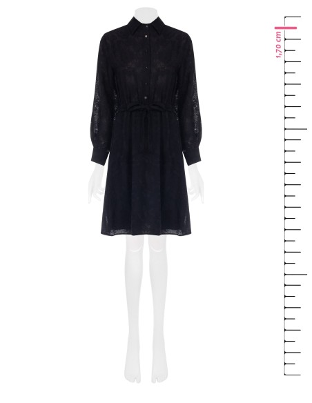 Vestido Camiseiro Curto em Mistura de Viscose Devoré com Cinto Coordenado Rinascimento