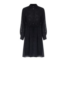 Vestido chemisier curto em mistura de viscose devoré com cinto coordenado Rinascimento