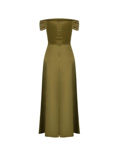 Vestido longo bustier em cetim com armações e fenda lateral Rinascimento 2