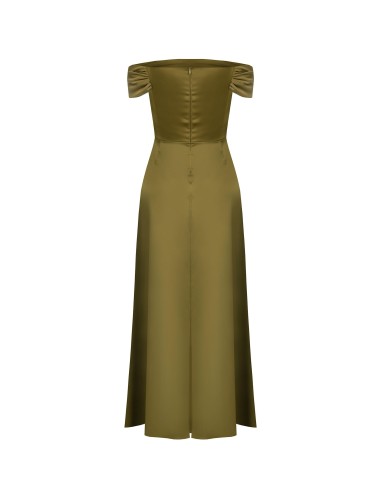 Vestido Longo Bustier Em Cetim Com Barbatanas E Fenda Lateral Rinascimento