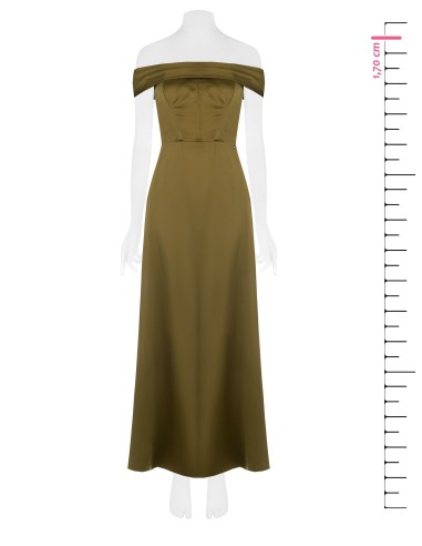 Vestido longo bustier em cetim com barbatanas e fenda lateral Rinascimento