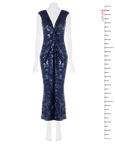 Vestido Longo Tubinho Em Rede Com Lantejoulas E Fenda Frontal Rinascimento