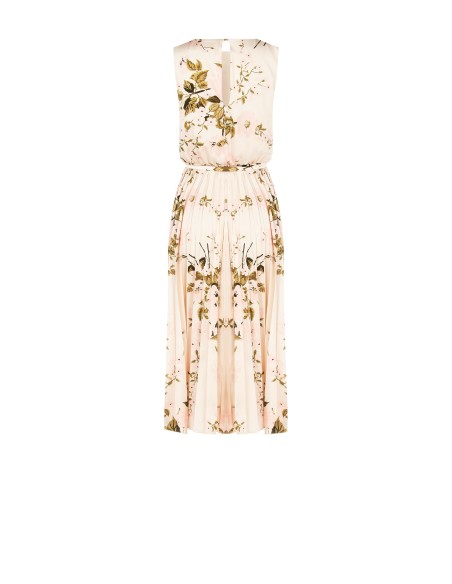 Vestido até ao joelho em cetim com cinto fino e rígido a condizer Rinascimento