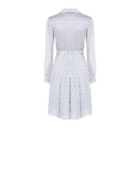 Vestido chemisier rodado com pregas de viscose Rinascimento