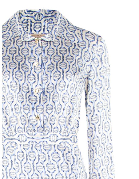 Vestido chemisier com saia rodada com pregas em viscose Rinascimento