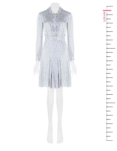 Vestido chemisier com saia rodada plissada em viscose Rinascimento