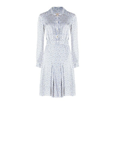 Vestido chemisier com saia rodada e pregas em viscose Rinascimento