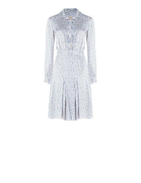 Vestido chemisier com saia rodada e pregas em viscose Rinascimento