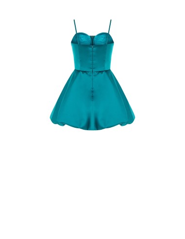 Vestido curto para baile, estilo balão, em raso com copas Rinascimento