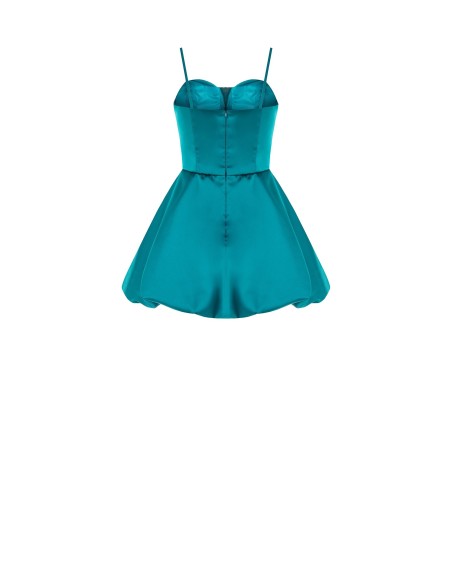 Vestido curto para baile, estilo balão, em raso com copas Rinascimento