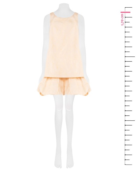 Vestido curto com corte trapézio em cetim jacquard Rinascimento