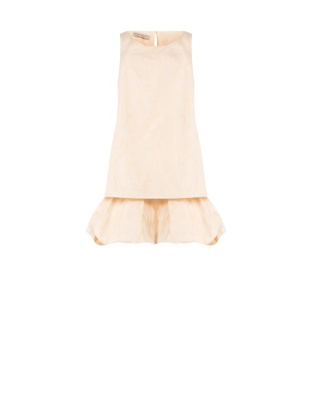 Vestido Curto de Corte Trapézio em Raso Jacquard Rinascimento