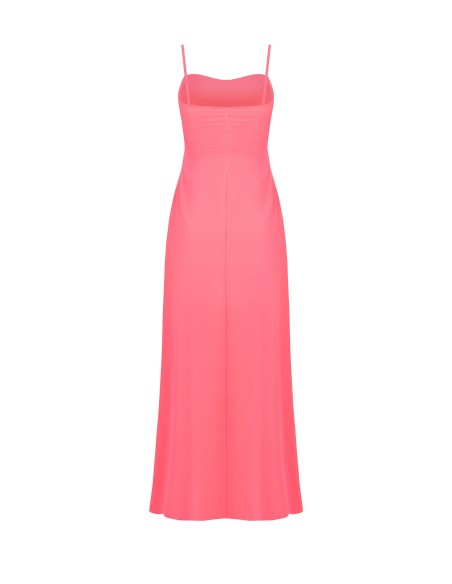 Vestido longo com drapeado em georgette com copas Rinascimento