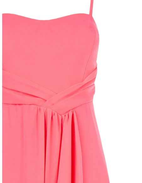 Vestido longo com drapeado em georgette com copas Rinascimento