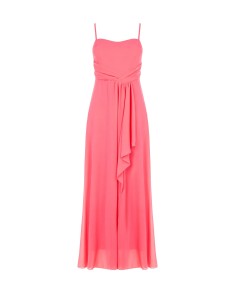 Vestido Longo com Drapeado em Georgette com Copas Rinascimento