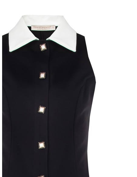 Vestido curto tubinho em Punto Milano com botões joia Rinascimento