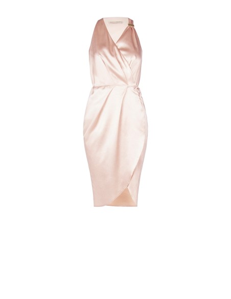 Vestido curto envelope em cetim ligeiramente enrugado Rinascimento