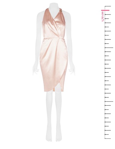 Vestido curto envelope em cetim ligeiramente enrugado Rinascimento