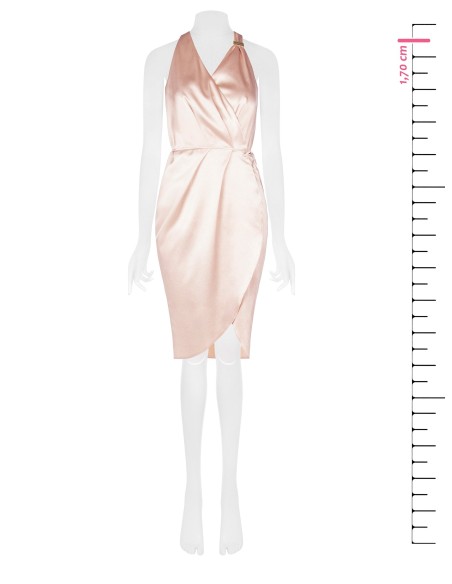 Vestido curto envelope em cetim ligeiramente enrugado Rinascimento