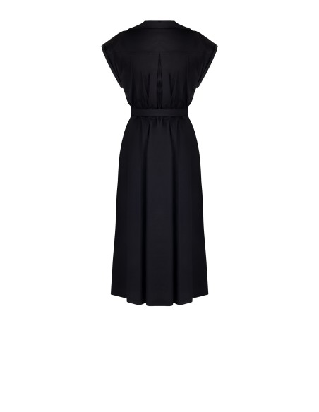 Vestido chemisier midi em algodão e nylon com decote em V e cinto coordenado Rinascimento