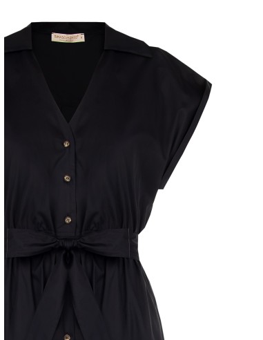 Vestido chemisier midi em algodão e nylon com decote em V e cinto coordenado Rinascimento