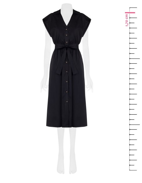 Vestido chemisier midi em algodão e nylon com decote em V e cinto coordenado Rinascimento