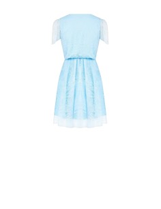 Vestido Curto Evasê em Renda com Decote em V Cruzado Rinascimento 2