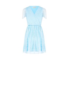 Vestido Curto Evasê em Renda com Decote em V Cruzado Rinascimento