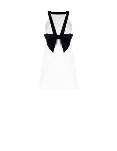 Vestido Curto Bicolor em Tecido Técnico com Laço Atrás Rinascimento