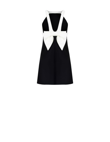 Vestido Curto Bicolor em Tecido Técnico com Laço Atrás Rinascimento