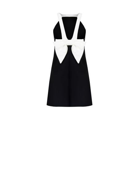Vestido Curto Bicolor em Tecido Técnico com Laço Atrás Rinascimento