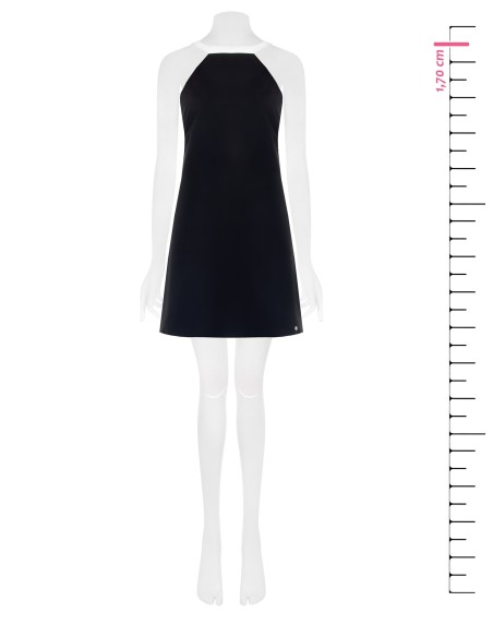 Vestido Curto Bicolor em Tecido Técnico com Laço nas Costas Rinascimento