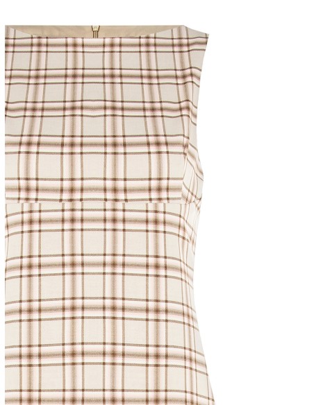 Vestido Curto Rodado em Poliviscose Xadrez com Detalhe Plissado Rinascimento