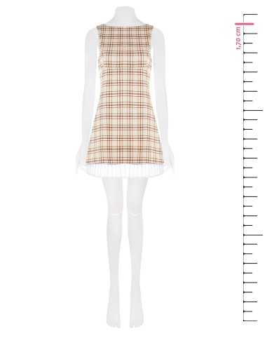 Vestido Curto Rodado Em Poliviscose Xadrez Com Detalhe Plissado Rinascimento