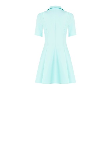 Vestido curto evasé em tecido bi-stretch com decote em V e laço de strass no colarinho Rinascimento
