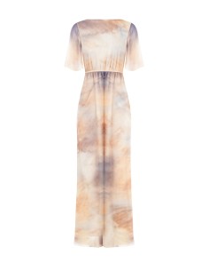 Vestido Longo em Crepe Esfumado com Nó e Decote em V Rinascimento 2