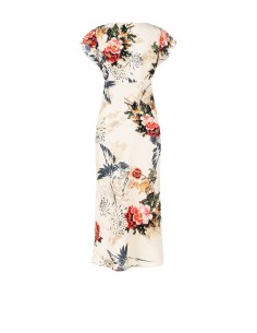 Vestido longo acinturado em cetim com decote em V Rinascimento 2