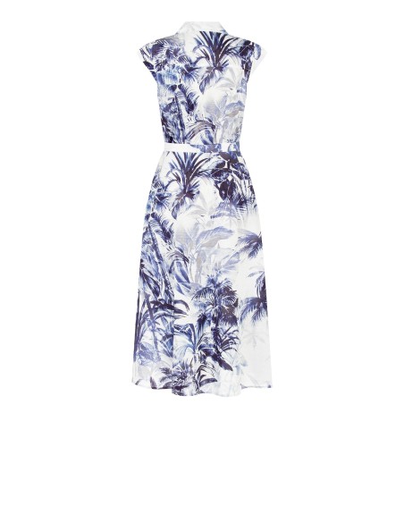 Vestido longo chemisier em algodão com cinto coordenado Rinascimento