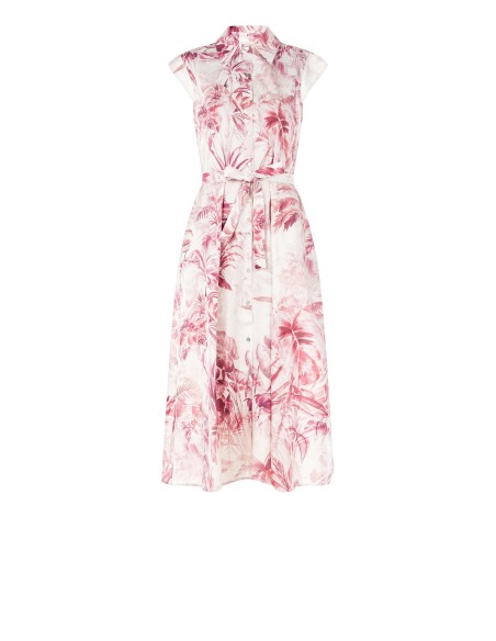 Vestido longo chemisier em algodão com cinto coordenado Rinascimento