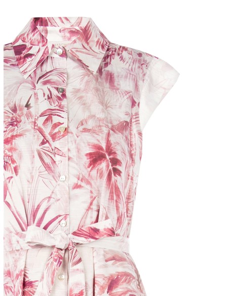 Vestido longo camiseiro em algodão com cinto coordenado Rinascimento